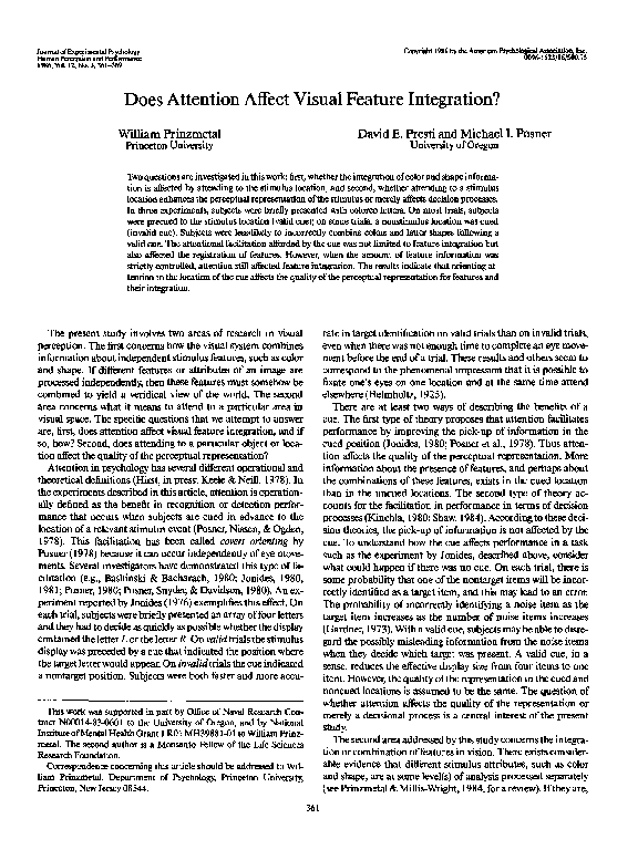 (PDF) Does Attention Affect Visual Feature Integration?