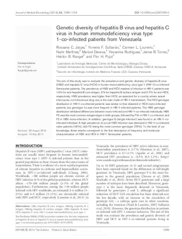 (PDF) Genetic diversity of hepatitis B virus and hepatitis C virus in ...