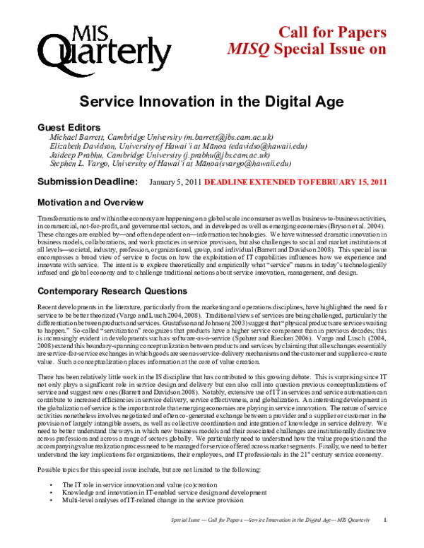 (PDF) Service Innovation in the Digital Age