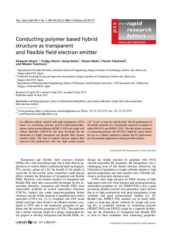 (PDF) Conducting polymer based hybrid structure as transparent and