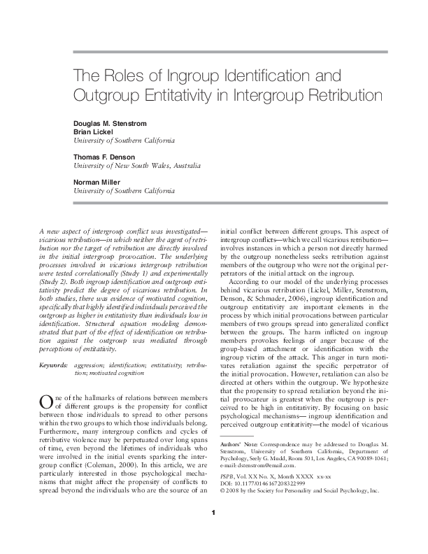 (PDF) The Roles of Ingroup Identification and Outgroup Entitativity in ...