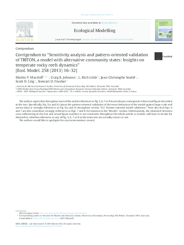 Corrigendum to Sensitivity analysis and pattern-oriented validation of ...