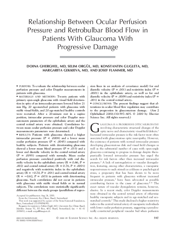 (PDF) Relationship between ocular perfusion pressure and retrobulbar