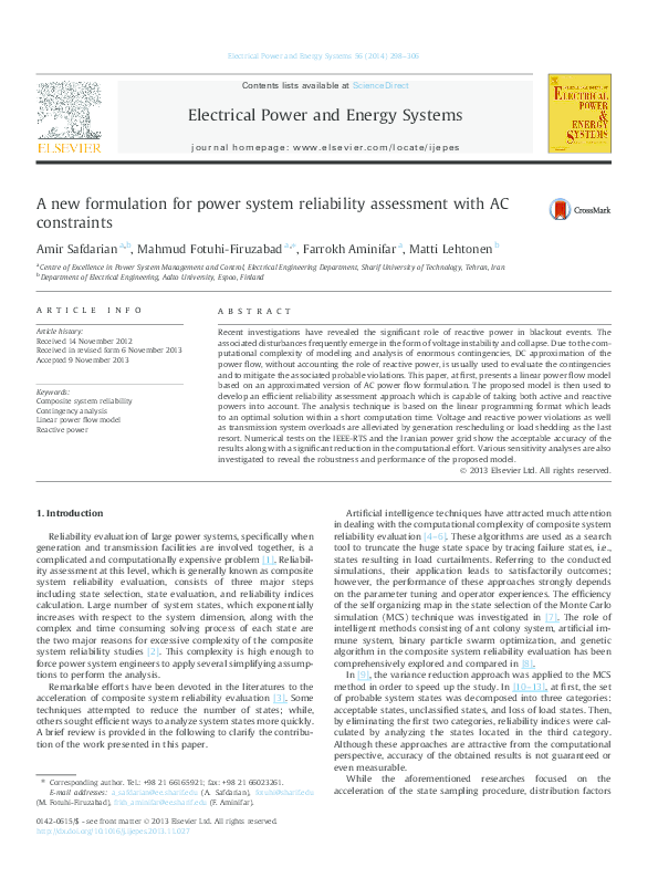 (PDF) A new formulation for power system reliability assessment with AC