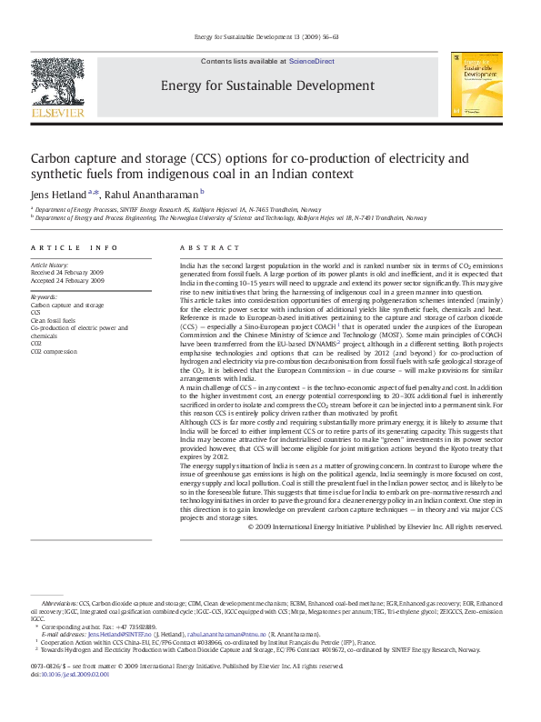 (PDF) Carbon capture and storage (CCS) options for co-production of ...