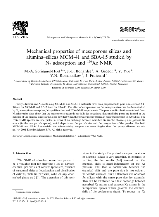 (PDF) Mechanical properties of mesoporous silicas and alumina–silicas ...