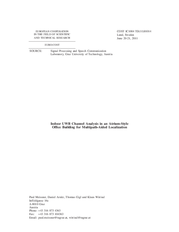 (PDF) Indoor UWB Channel Analysis in an Atrium-Style Office Building ...