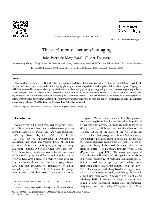 (PDF) The evolution of mammalian aging