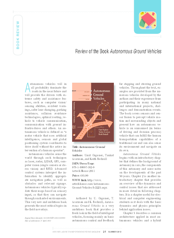 (PDF) Autonomous Ground Vehicles (Ozguner, U., et al; 2011) [Book