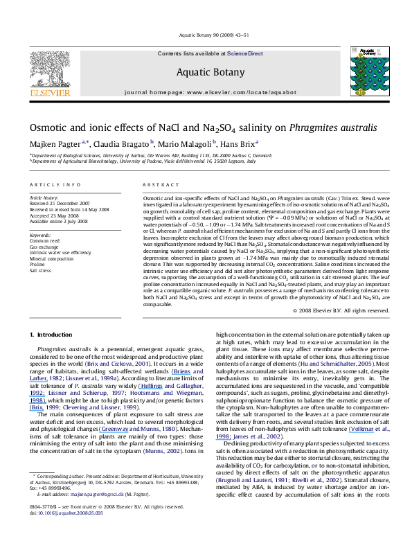 (PDF) Osmotic and ionic effects of NaCl and Na2SO4 salinity on ...