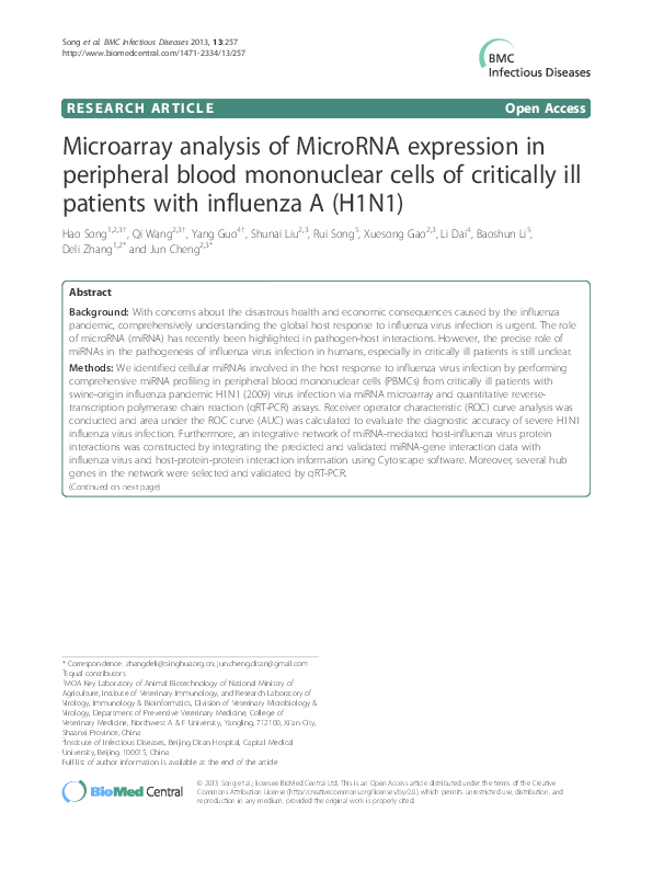 (PDF) Microarray analysis of MicroRNA expression in peripheral blood ...