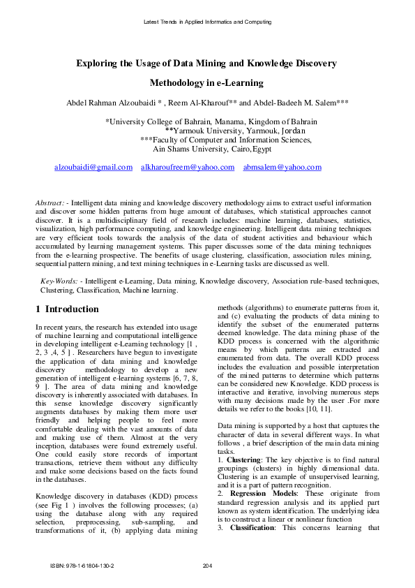 (PDF) Exploring the Usage of Data Mining and Knowledge Discovery ...
