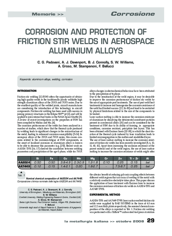 (PDF) Corrosion and Protection of Friction Stir Welds