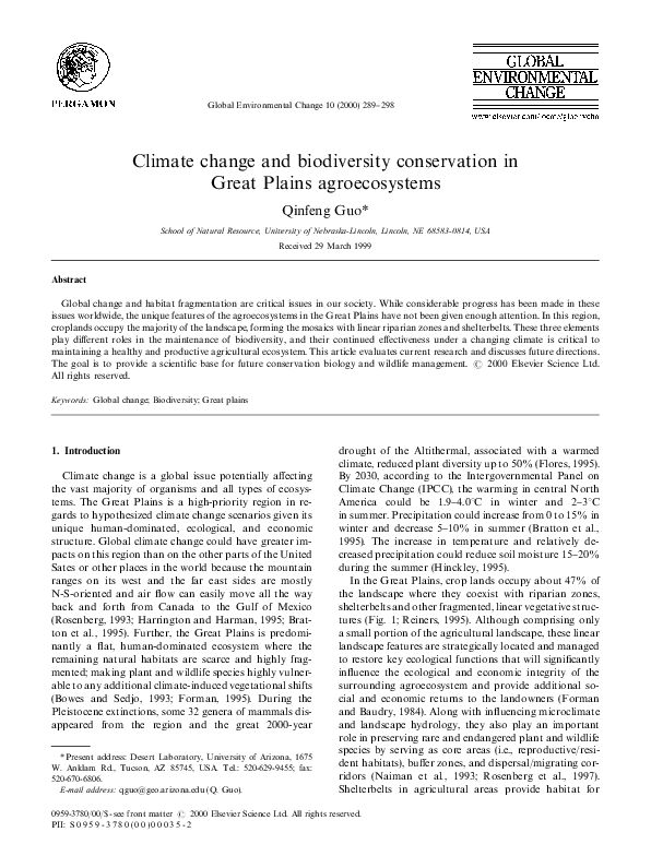 (PDF) Climate change and biodiversity conservation: impacts, adaptation ...