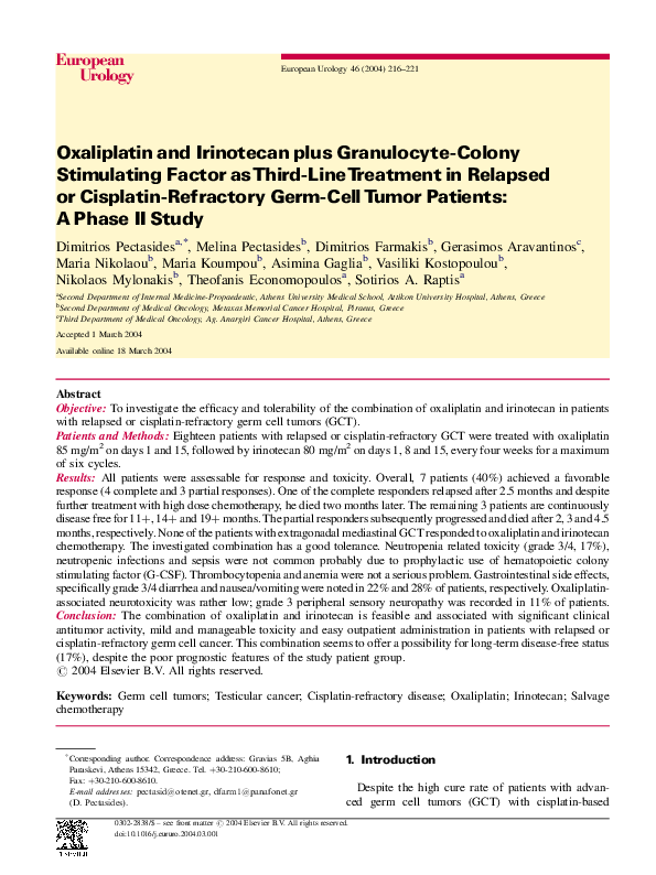 (PDF) Oxaliplatin and Irinotecan plus Granulocyte-Colony Stimulating ...
