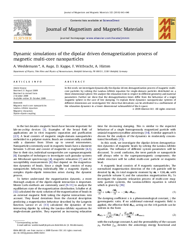 (PDF) Dynamic simulations of the dipolar driven demagnetization process ...