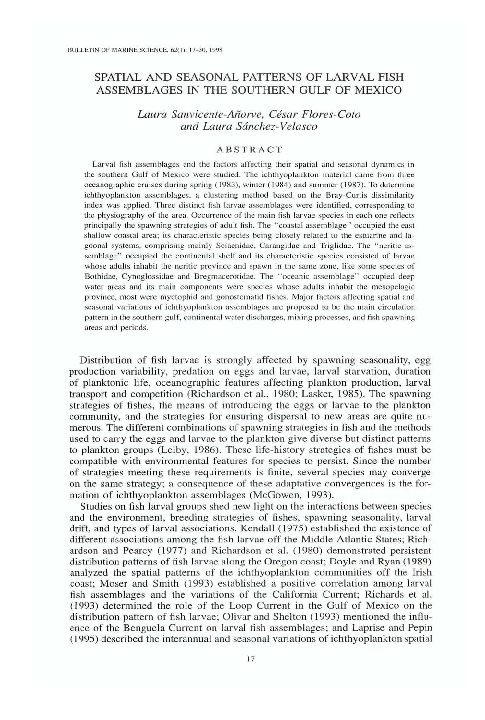 (PDF) Spatial and seasonal patterns of larval fish assemblages in the ...