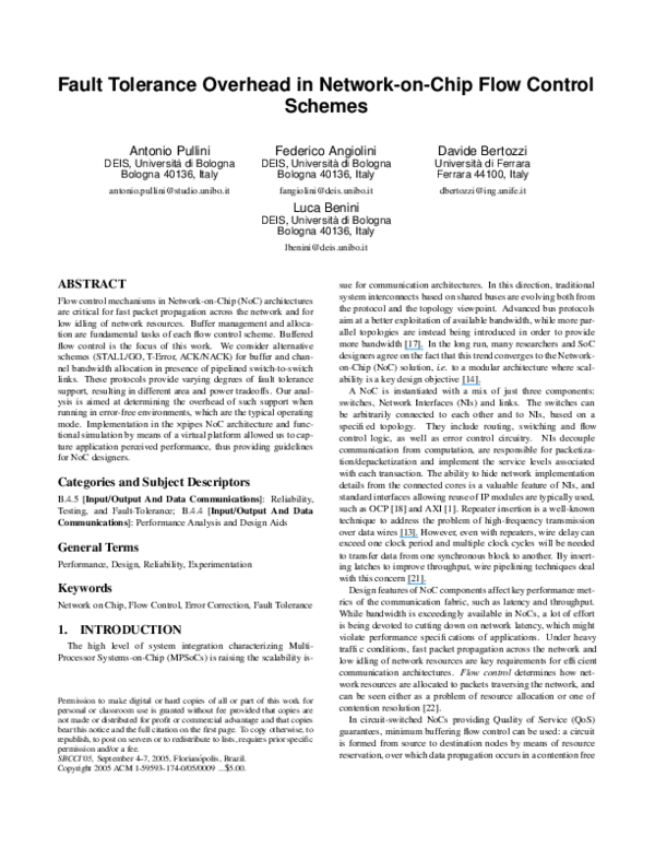 (PDF) Fault Tolerance Overhead in Network-on-Chip Flow Control Schemes