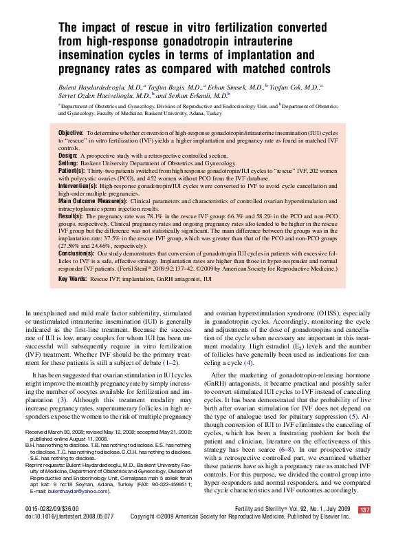 (PDF) The impact of rescue in vitro fertilization converted from high ...