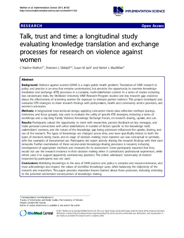 (PDF) Talk, trust and time: a longitudinal study evaluating knowledge ...