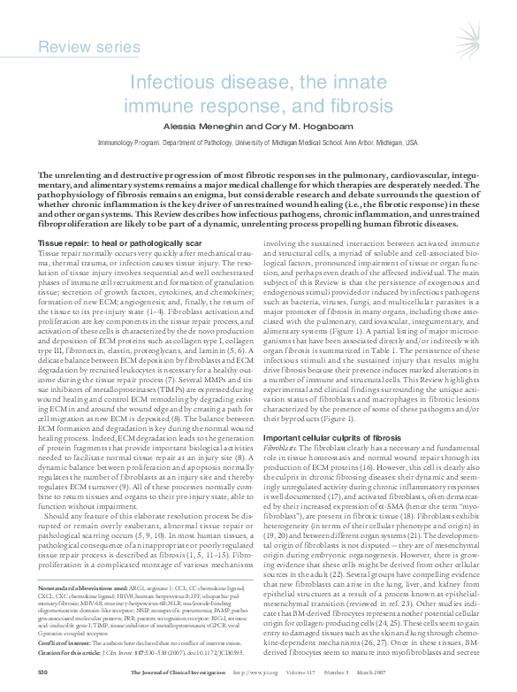 (PDF) Infectious disease, the innate immune response, and fibrosis