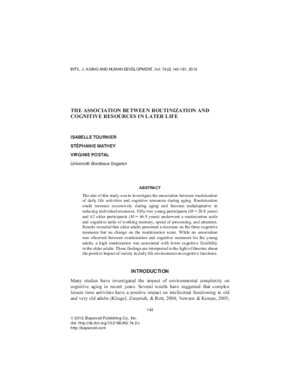 (PDF) The Association between Routinization and Cognitive Resources in ...