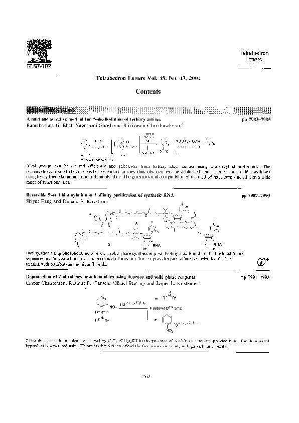 (PDF) A mild and selective method for N-dealkylation of tertiary amines