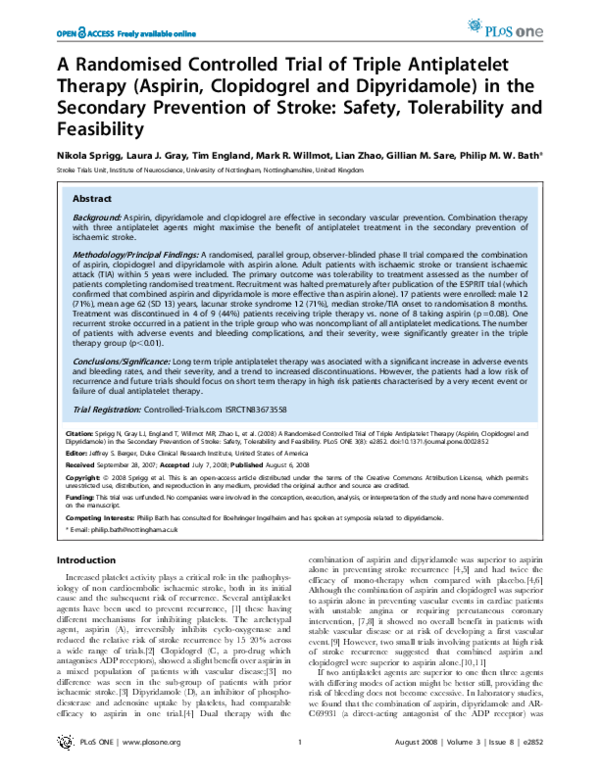 (PDF) A randomised controlled trial of triple antiplatelet therapy