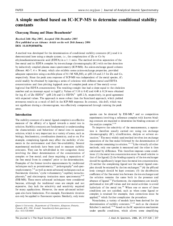 (PDF) A simple method based on IC-ICP-MS to determine conditional ...