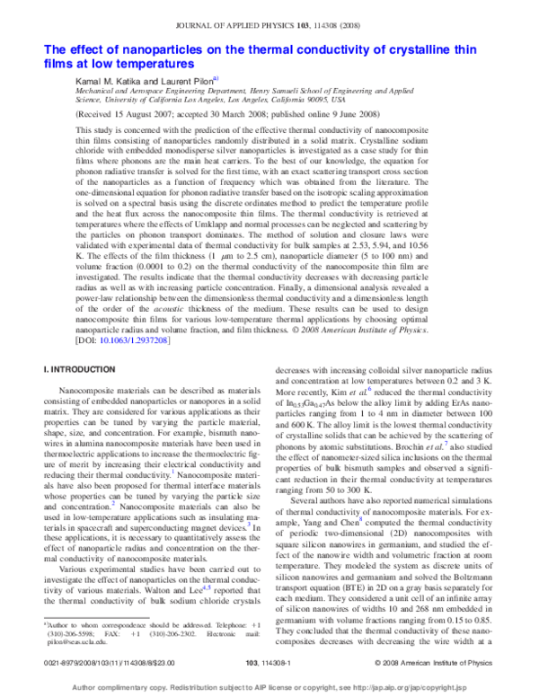 (PDF) The effect of nanoparticles on the thermal conductivity of ...