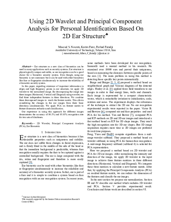 (PDF) Using 2D wavelet and principal component analysis for personal ...