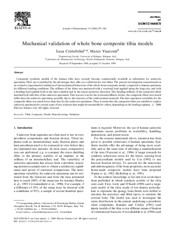 (PDF) Mechanical validation of whole bone composite femur models