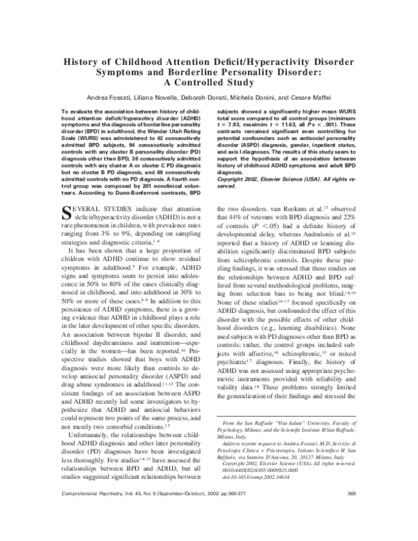 (PDF) History of childhood attention deficit/hyperactivity disorder ...