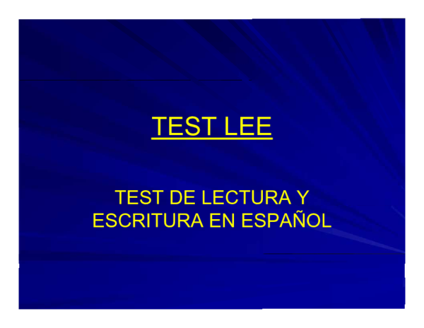 (PDF) TEST LEE TEST DE LECTURA Y ESCRITURA EN ESPAÑOL