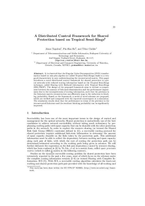 (PDF) A Distributed Control Framework for Shared Protection based on ...