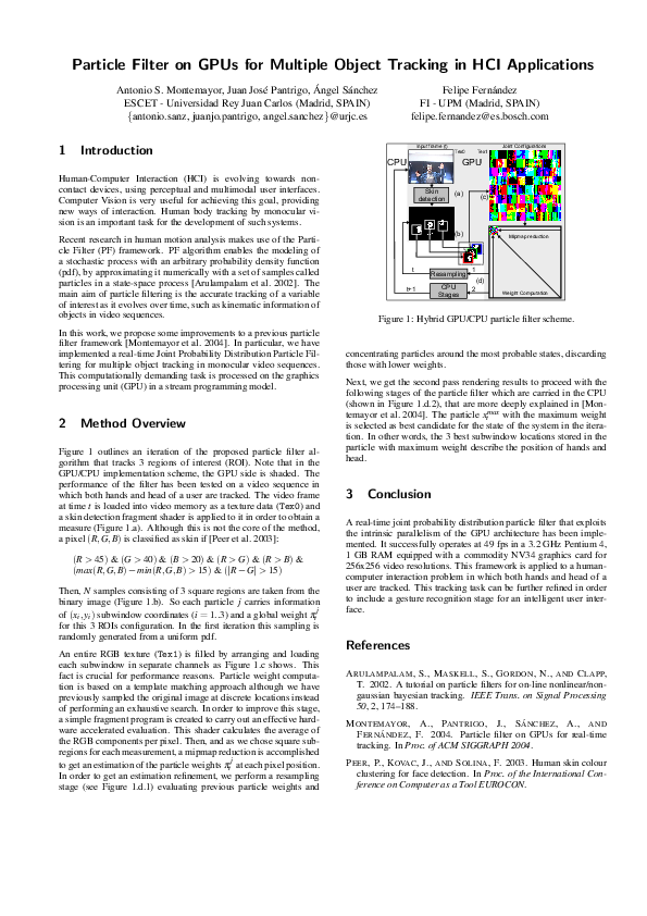(PDF) Particle filter on GPUs for multiple object tracking in HCI ...