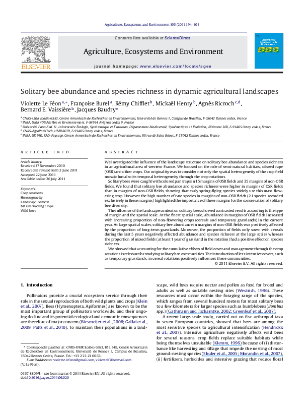 (PDF) Solitary bee abundance and species richness in dynamic ...
