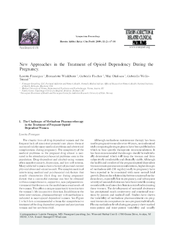 (PDF) New Approaches in the treatment of opioid dependency during