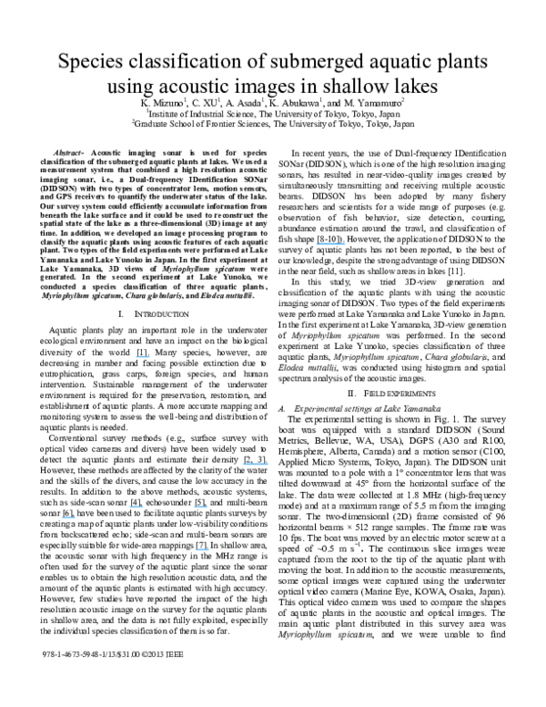 (PDF) Species classification of submerged aquatic plants using acoustic ...