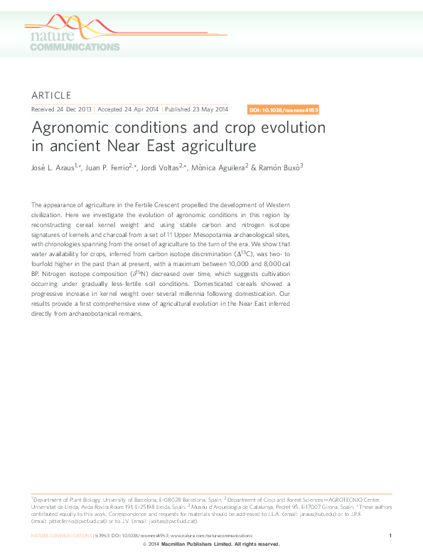 (PDF) Agronomic conditions and crop evolution in ancient Near East ...