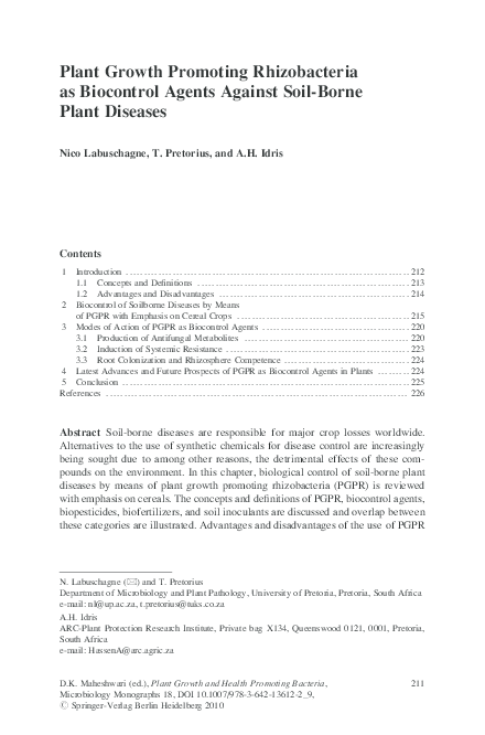 (PDF) Plant Growth Promoting Rhizobacteria as Biocontrol Agents Against ...