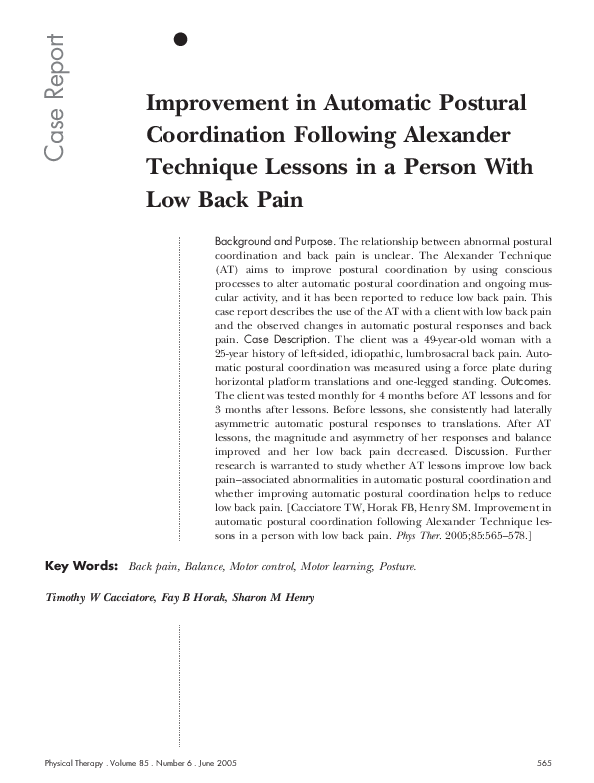 (PDF) Improvement in automatic postural coordination following ...