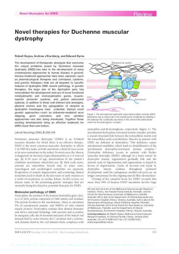 (PDF) Novel therapies for Duchenne muscular dystrophy