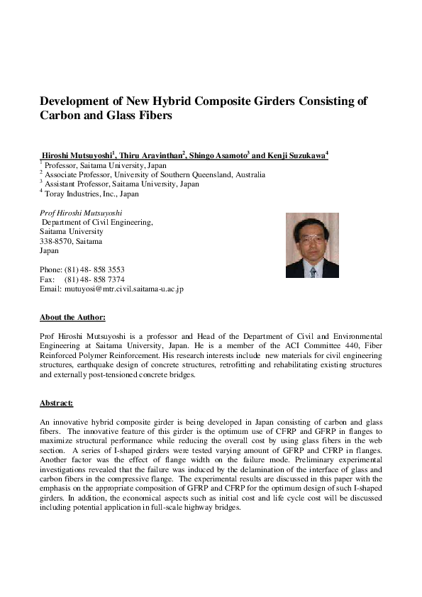 (PDF) Development of New Hybrid Composite Girders Consisting of Carbon ...