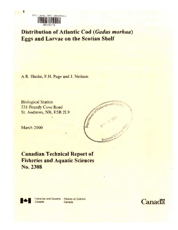 (PDF) Distribution of Atlantic cod Gadus morhua eggs and larvae on the ...