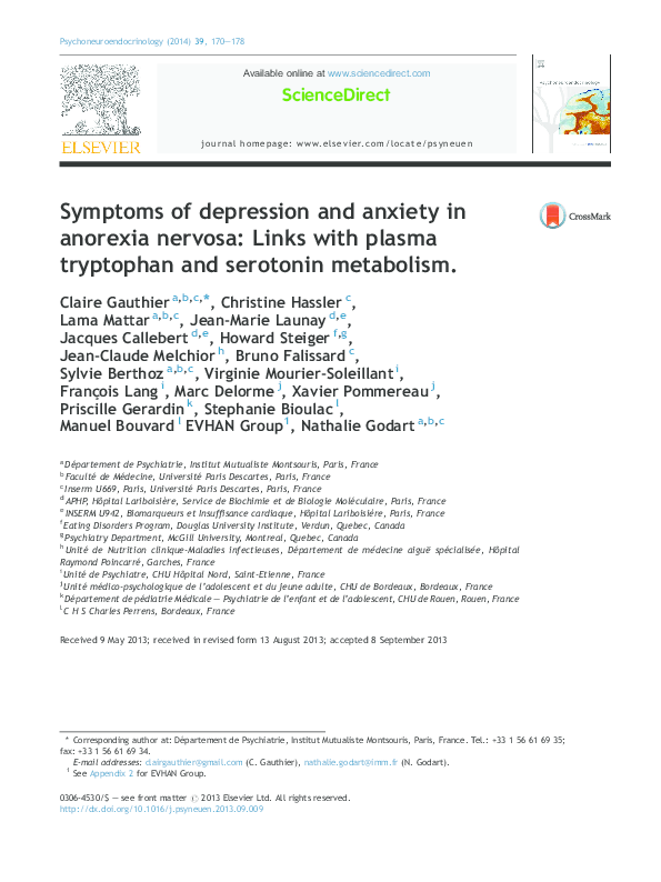 (PDF) Symptoms of depression and anxiety in anorexia nervosa: Links ...