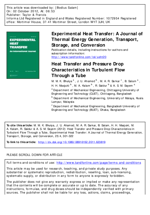 (PDF) Heat transfer and pressure drop characteristics of suspensions of ...