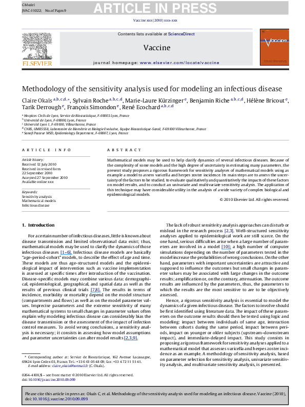(PDF) Methodology of the sensitivity analysis used for modeling an ...
