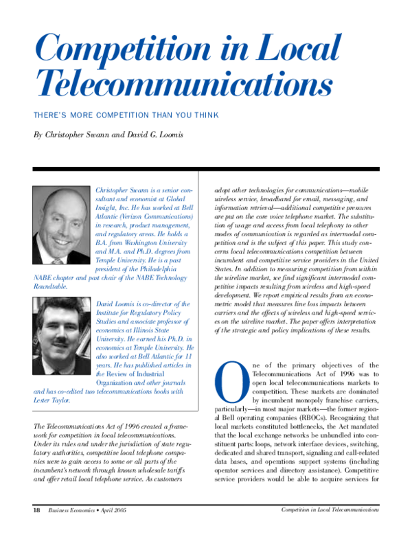 (PDF) Competition in Local Telecommunications