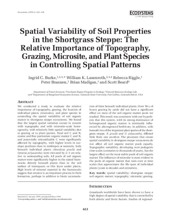 (PDF) Spatial Variability of Soil Properties in the Shortgrass Steppe ...